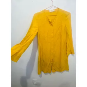 TORY BURCH Women's Yellow Golden 100% Silk Crew Neckline Sophia Dress Size 2 thumbnail 7