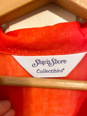 Vintage Ship’n Shore red sheer polka dot blouse Size L thumbnail 6