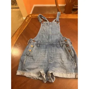 Madewell Adirondack Short Overalls in Dawkins Wash Blue Sz S thumbnail 5