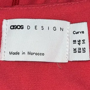 ASOS DESIGN Curve Batwing Twist Front Midi Skater Dress‎ In Raspberry Size 14 thumbnail 9