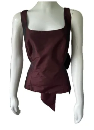 Ann Taylor Square Neck Iridescent Taffeta Tie Back Formal Style Lined Top 12 thumbnail 1