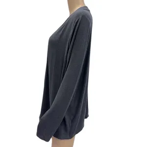 Jennifer Lopez Gray with Silver Beaded Accent Open Front Duster Cardigan Women L thumbnail 5