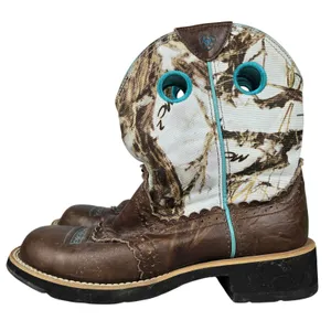 Ariat Fatbaby Camo Western Boots Brown Leather Teal Trim 10009503 Womens 7.5B thumbnail 5