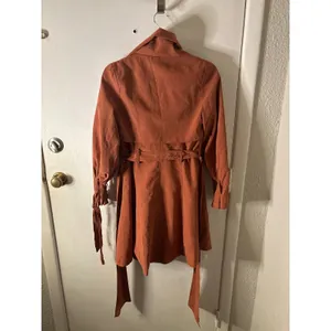 Brown Double Breasted Capelet Trench Coat S NEW Classic Retro Glam Preppy Retro thumbnail 7