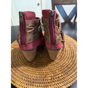 Naughty‎ Monkey Womens Berry Red Suede Boho Strappy Ankle Boots NM120183 7.5 thumbnail 8