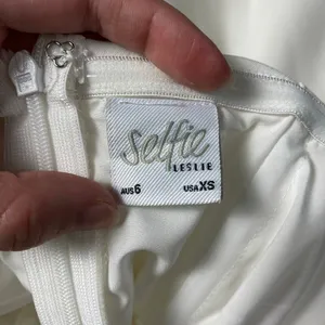 Selfie Leslie White Candy Strapless Layered Ruffle Hem Romper Size XS Party thumbnail 2