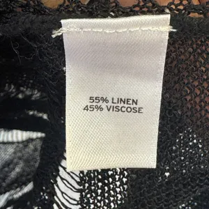 Trouve Sheer Mesh Open Knit Linen Blend High Low Top Long Sleeve Monochrome XS thumbnail 8