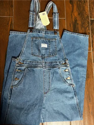 Levi’s Premium Straight Leg Denim Jeans Overalls Womens XS thumbnail 1