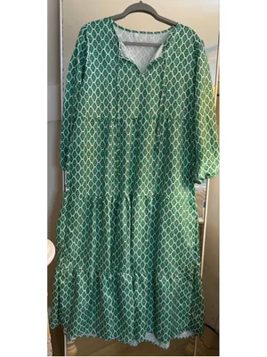 NEW 3/4 Sleeve Midi Fall Dress Boho Pleated V Neck Ruffled L thumbnail 3