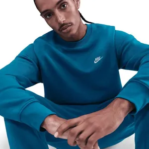 Nike Blue Crewneck Sweatshirt Swoosh Preppy Athleisure Sporty Long Sleeve Fleece Lined Sz L #Streetwear. Measurement in pics. thumbnail 4