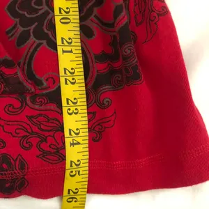 Style & Co 2000s Y2K Whimsygoth Gothic Red black floral rhinestone bedazzle silver hoodie sweatshirt top shirt long sleeve inner tank w/pockets-1X #grunge #streetwear thumbnail 7