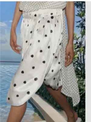 NWT Zara Avant-Garde Polka Dot Bubble Hem Cocoon Skirt White Black Viscose Sz L thumbnail 2