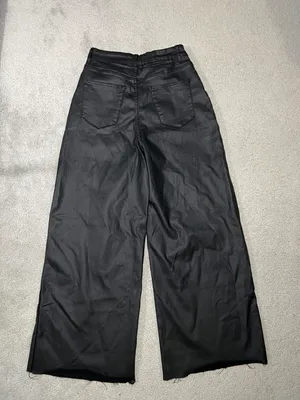 Black Faux Leather Wide Leg Pants Size Small thumbnail 2