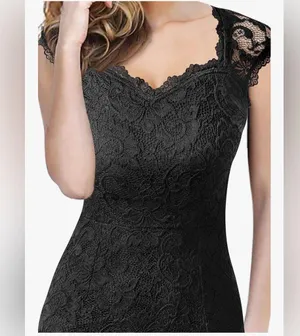 NEW Lace Sweetheart Neck Open Back Adjustable Slit Formal Gown Maxi Dress L thumbnail 8