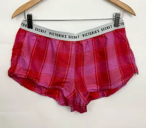 Victoria's Secret Boxer Pink & Red Plaid Sleep Shorts PJ shorts Small thumbnail 1
