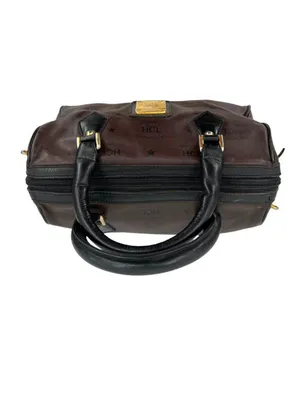 HCL Vintage 80s 90s Brown Leather Monogram Handbag Luxury Classic thumbnail 3
