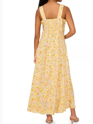 MSK Floral Yellow Rayon Sundress - Lightweight Women's Dress Size Medium thumbnail 2