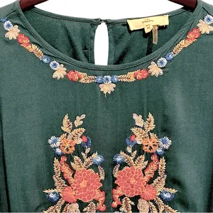 Entro Medium Bohemian Teal Floral Embroidered Dress thumbnail 5