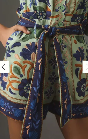 Anthropologie FARM Rio Ocean Tapestry Puff Sleeve Cotton Romper thumbnail 3