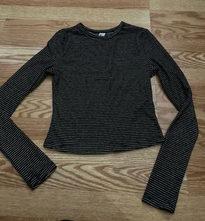 Shein Striped Crop Long Sleeve thumbnail 1