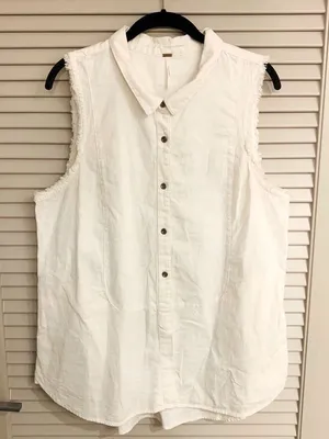 Free People Linen Sleeveless Button Down - Ivory - Large thumbnail 1