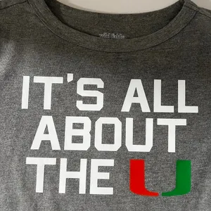 Grey Miami Hurricanes baby tee size M. Custom made. Never worn #Hurricanes thumbnail 3