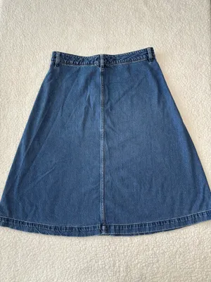 Vintage 90s Liz Claiborne Patch Pocket Denim A-Line Midi Skirt size 10 #denim #midi thumbnail 4