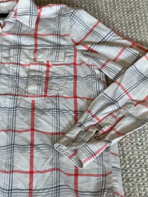 Banana Republic Plaid Button Down Shirt Women’s Size XS Orange Gray Cotton NEW thumbnail 6