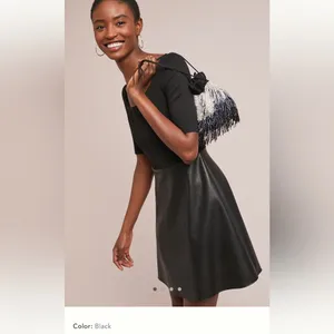 NWT Anthropologie Bailey 44 Parlour Ponte skater faux leather dress size XL thumbnail 2