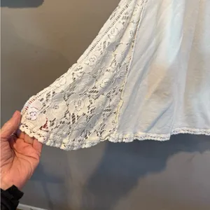 Free People Cream Lace Long Sleeve Top see back cutest top thumbnail 3