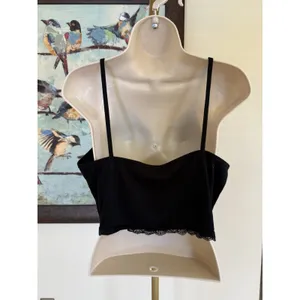 Black Lace Trim Cropped Cami Top (Women’s Size XL thumbnail 3