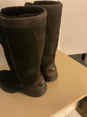 UGG women black suede Ul Tall Black Suede & Leather knee high Boots US 7 thumbnail 12