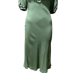 ASTR The Label Women's Green Midi Dress Size M Puff Sleeve Casual thumbnail 9