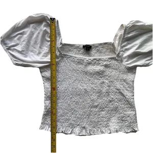 J.Crew Smocked Broken-In Jersey Cropped Top L Puff Sleeve Peasant Cottagecore thumbnail 7