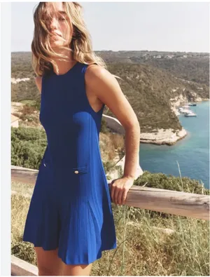 Zara Royal Blue Sleeveless Pleated Mini Dress thumbnail 3