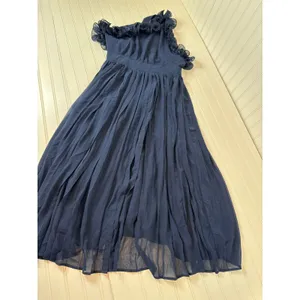 NWOT Lulus Splendid Charisma Navy One-Shoulder Pleated Midi Dress Size L thumbnail 2