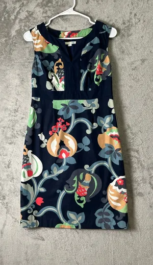Boden Navy Floral Sleeveless Sheath Dress Whimsical Botanical Cottagecore Preppy thumbnail 1