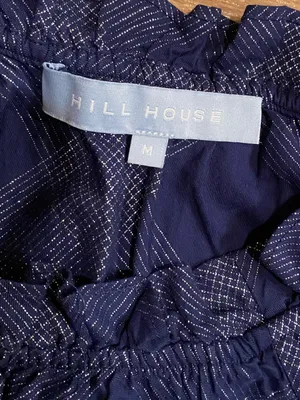 Hill House Katherine Iridescent Blue Plaid Ruffle-Hem Mini Dress — Size M thumbnail 5