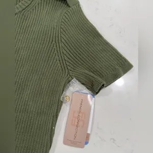 French Connection Sage Green Ribbed Midi Dress thumbnail 10