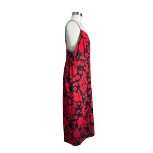 SHEIN‎ Curve Boho Floral Maxi Dress Red Black Sleeveless Summer 1XL thumbnail 4