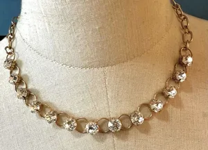 Gold tone rhinestone link necklace thumbnail 1