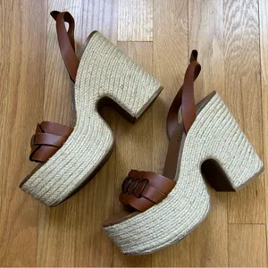 MIU MIU Brown Leather Platform Open Toe Weave Shoes Size Euro 40 thumbnail 3
