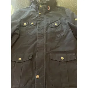 Wenven Woman's Black Coat‎ Jacket Parka Hood Military Style Sz Sm Pockets Patch thumbnail 6