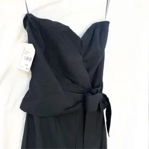 Astr The Label | Nwt Zion Strapless Tie Waist Wide Leg Jumpsuit In Black Large thumbnail 13