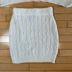 PRINCESS POLLY Cream Cable Knit Sweater Set Cropped Mini Skirt Size XS/S thumbnail 5