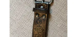 Women’s Brown Faux Leather Bohemian Mandala Print Belt Size 11 thumbnail 2