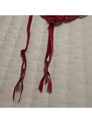 Victoria’s Secret Red Lace & Mesh Garter Belt Lingerie Sz XS Extra Small thumbnail 2