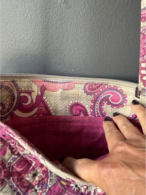 Vera Bradley Quilted Crossbody Bag in Pink Paisley Pattern thumbnail 10