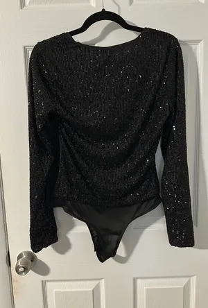 Lulus Black Sequin Bodysuit thumbnail 2