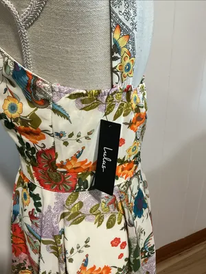 Lulu's White Floral Cross-Strap Mini Dress with Multi-Color Print thumbnail 4